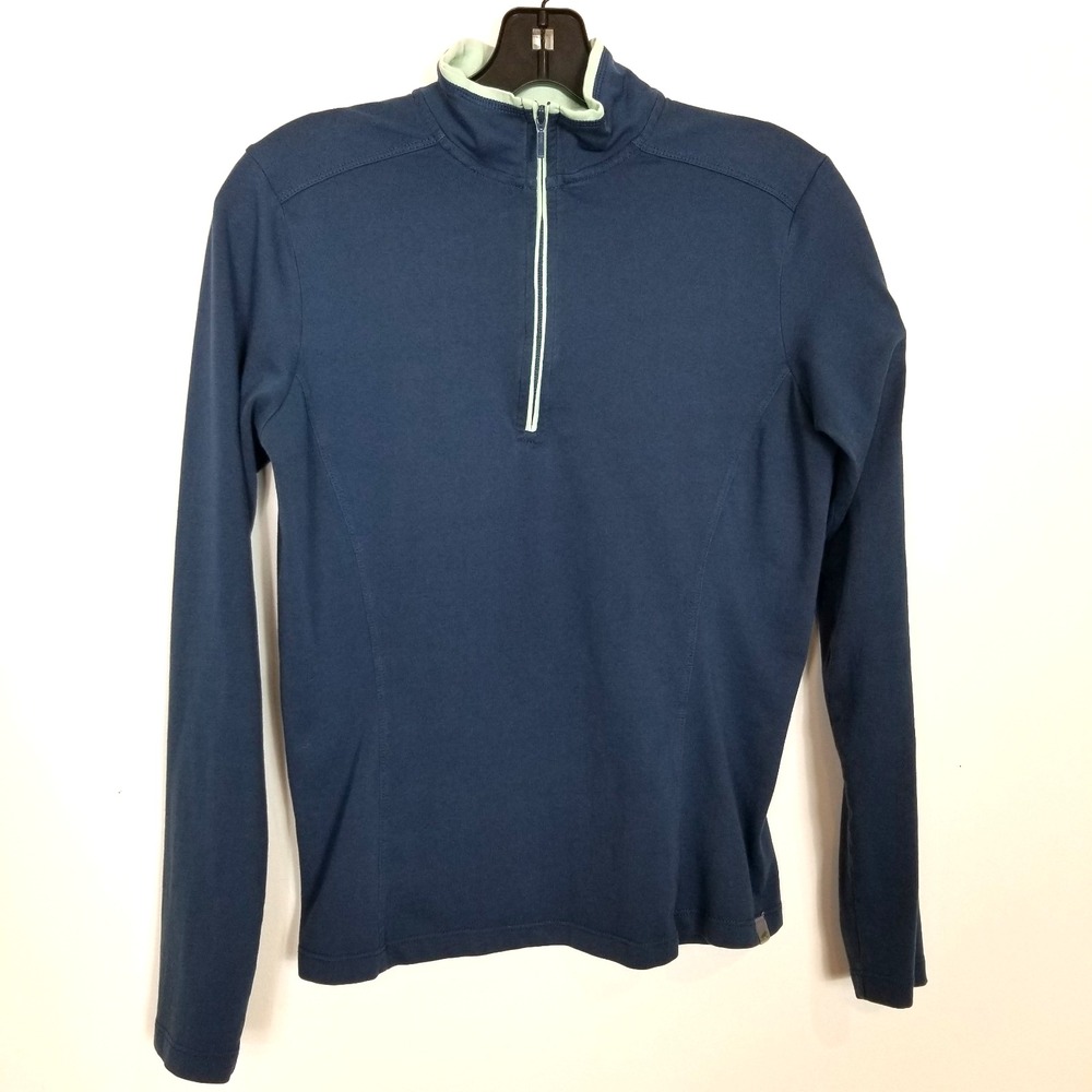 Horny Toad Women Athleisure Hiking Mock Neck 1/4 Zip Top Sz S Blue Outdoor Run